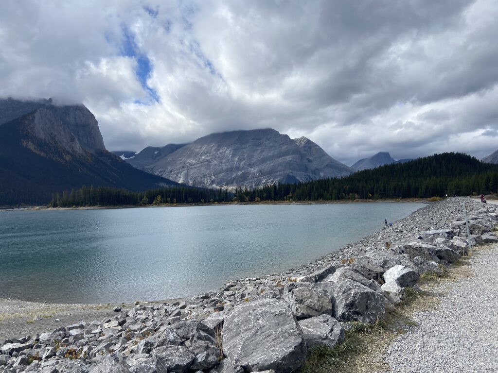 Stoney shoreline of Lower Kananaskis Lake