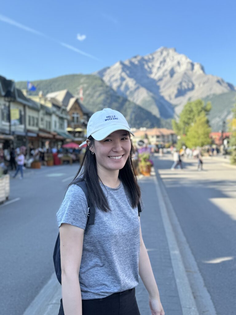 Michelle in Banff downtown, MEpic Adventure