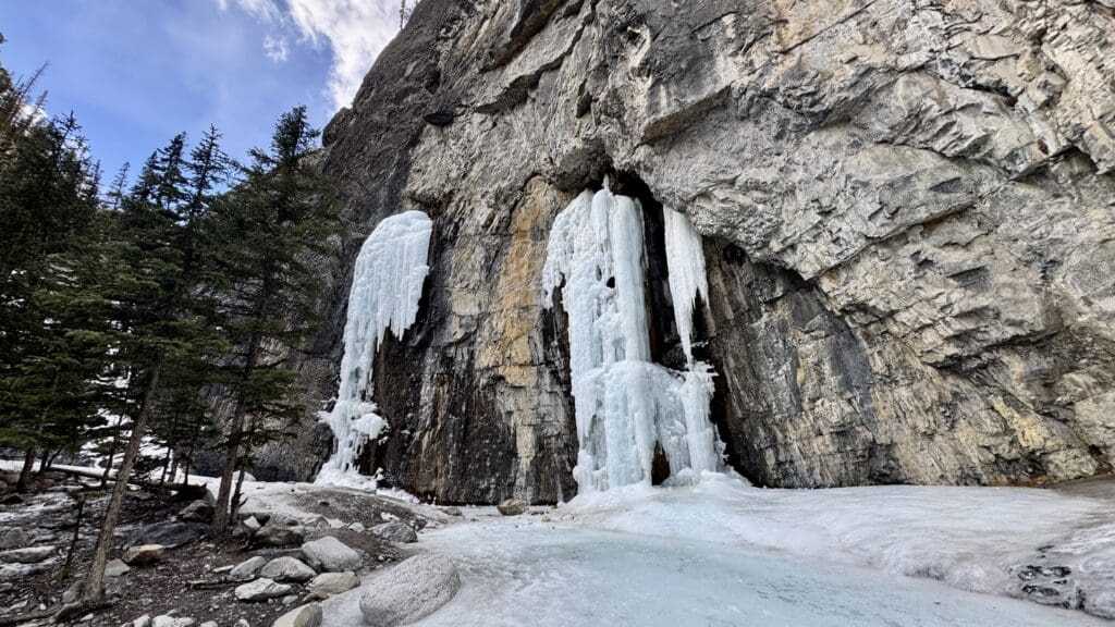 Grotto Canyon Icefall located next to each other on limestone