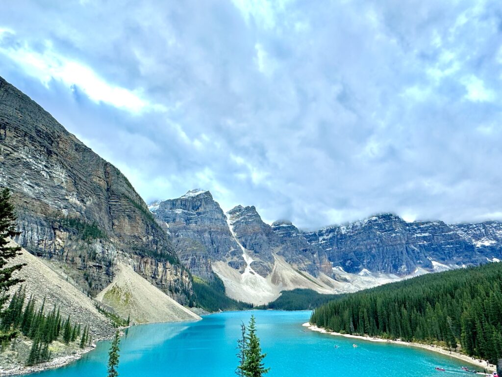 Valley of the Ten Peaks at the back with Moraine Lake in September