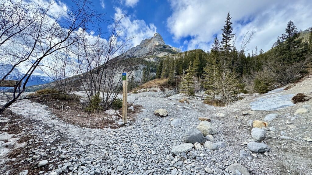 Reached a broader area with a sign showing where Grotto Canyon is after passing the factory