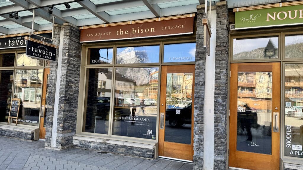 The Bison Restaurant & Terrace is a restaurant in Banff Town with roof top patio